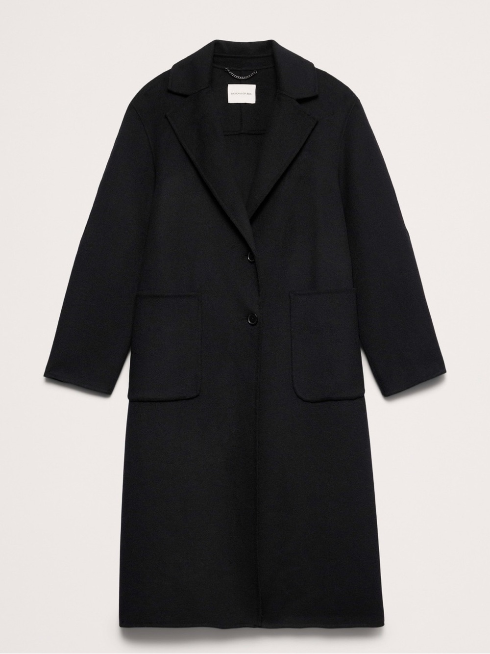 NWT Banana Republic Black Double-Faced Long Top Coat Size M
